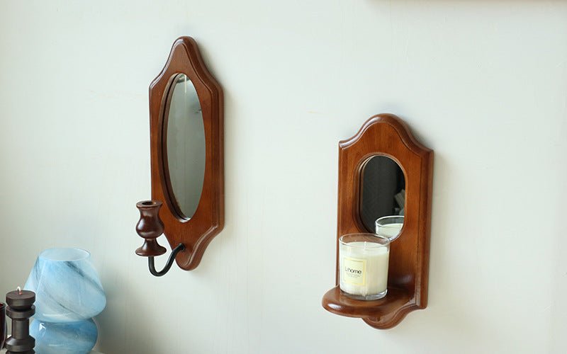  - Ever Lasting - Vintage Aesthetic Wooden Wall Mirror & Candlestick Holder (4 Styles) - Candle Holder - Ever Lasting