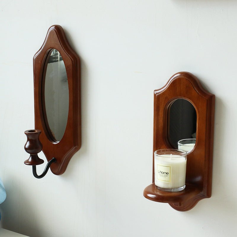  - Ever Lasting - Vintage Aesthetic Wooden Wall Mirror & Candlestick Holder (4 Styles) - Candle Holder - Ever Lasting