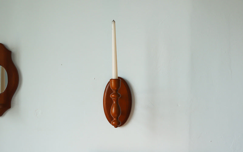 Retro Wooden Mirror & Candlestick Holder Candle Stick B