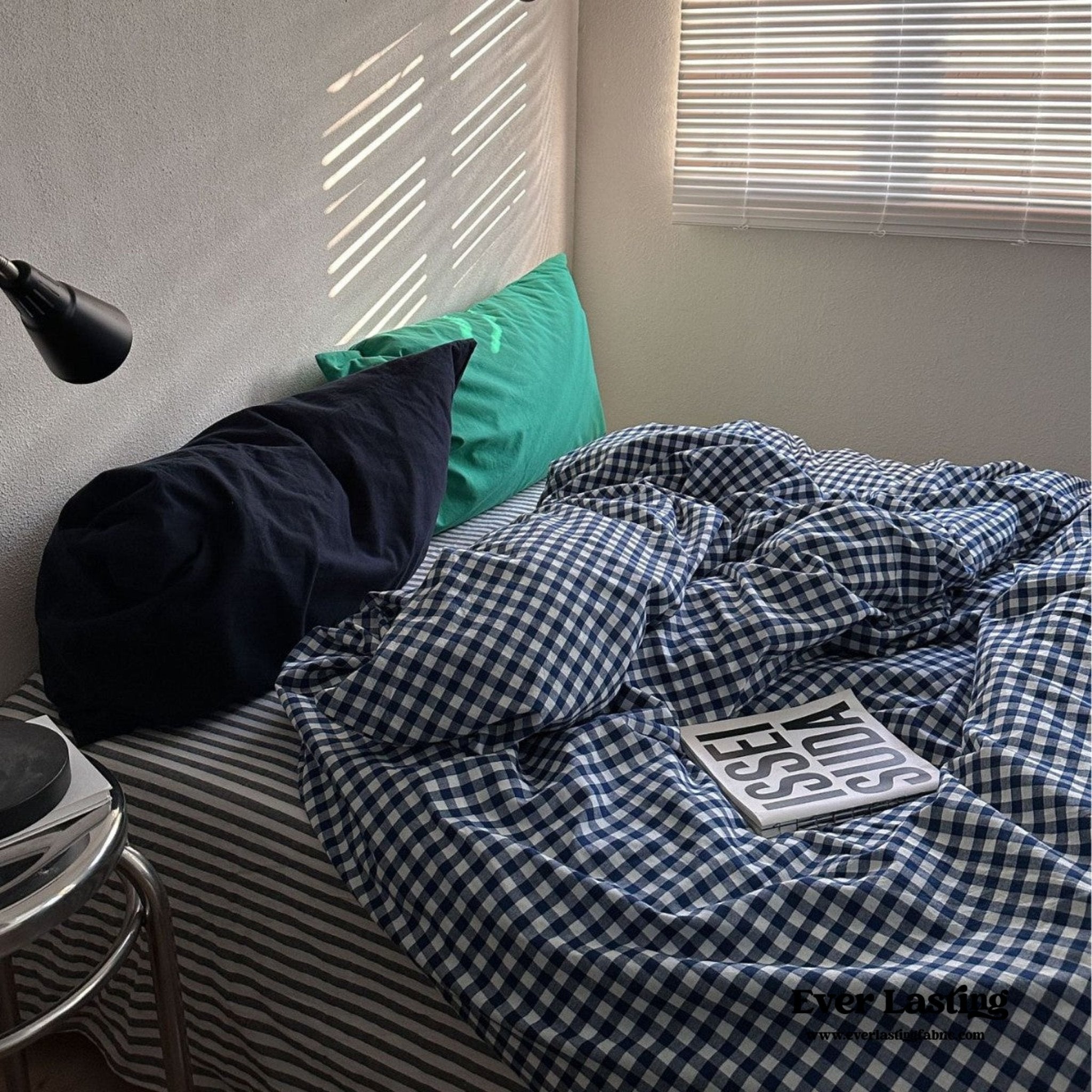 Vintage Deep Blue Gingham Bedding Bundle - Ever Lasting