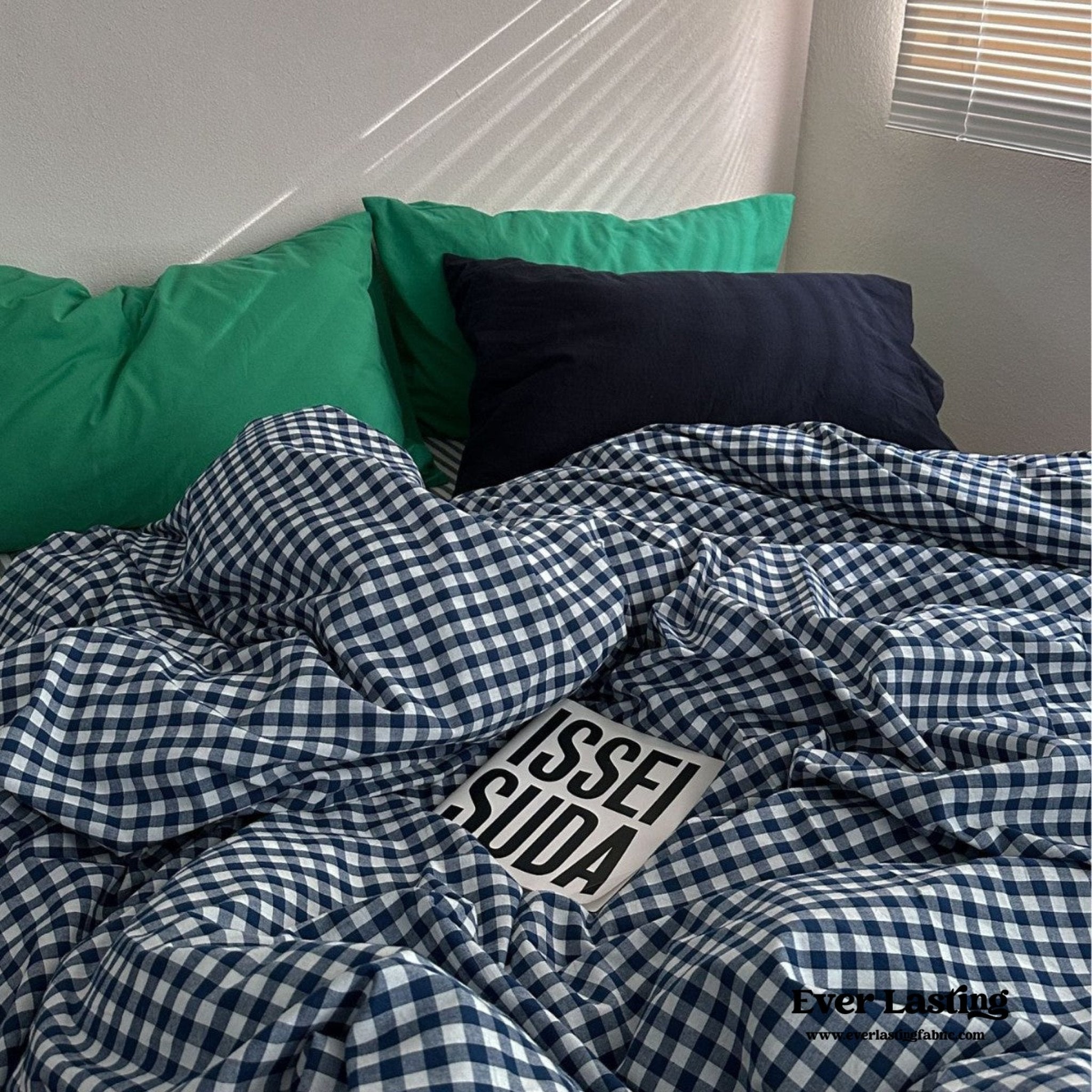 Vintage Deep Blue Gingham Bedding Bundle - Ever Lasting