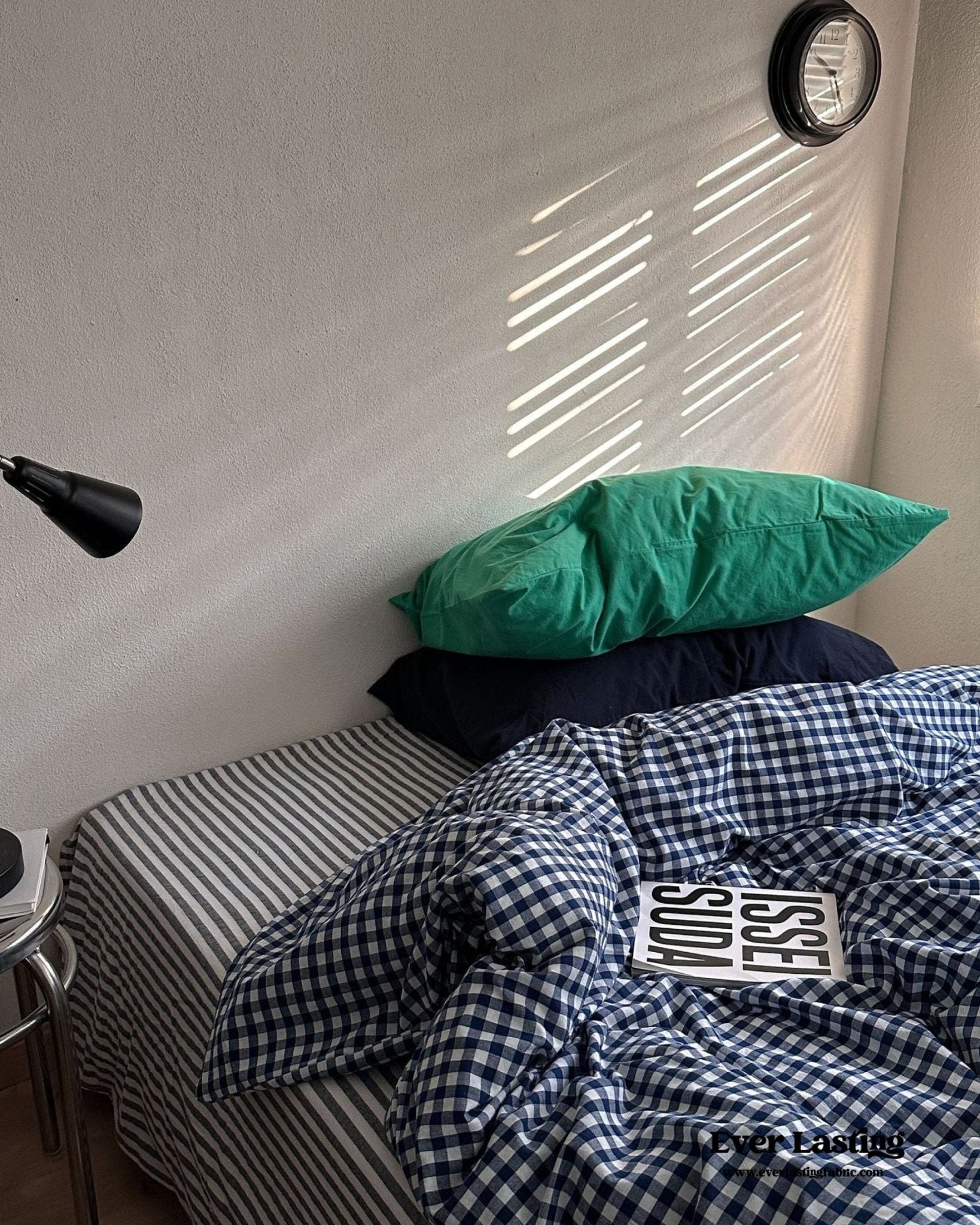 Vintage Deep Blue Gingham Bedding Set - Ever Lasting