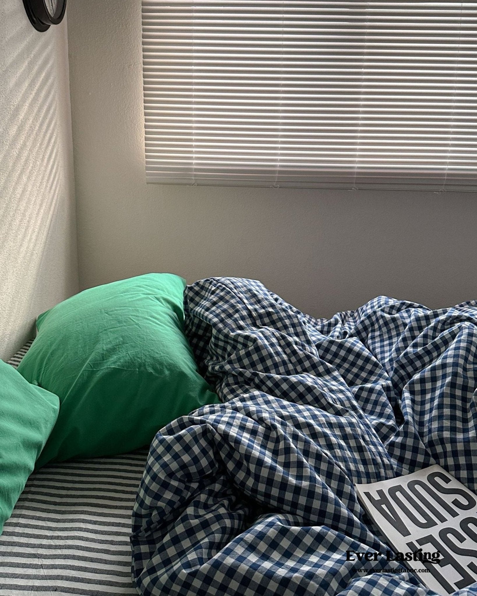 Vintage Deep Blue Gingham Bedding Set - Ever Lasting