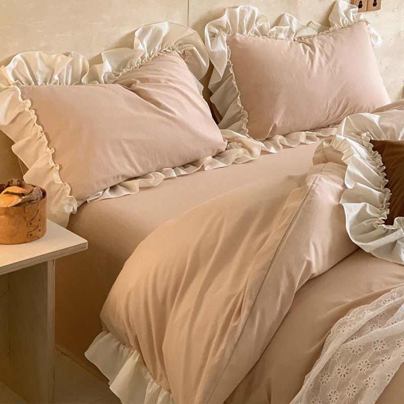  - Ever Lasting - Vintage Earth Tone Large Ruffle Bedding Set / Pink - Bedding Set - Ever Lasting