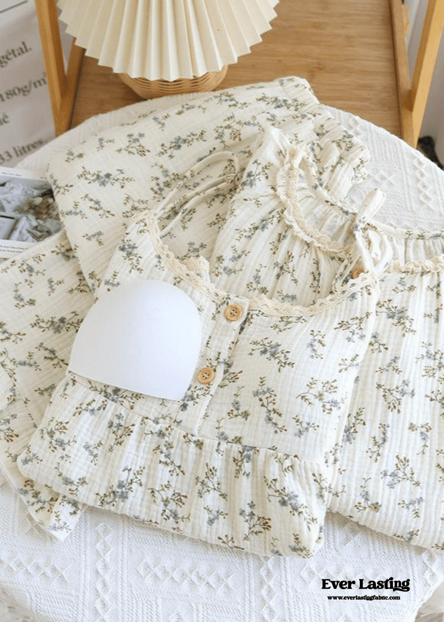 Vintage Floral Tank Cardigan and Long Pants Pajama Set / Yellow - Ever Lasting