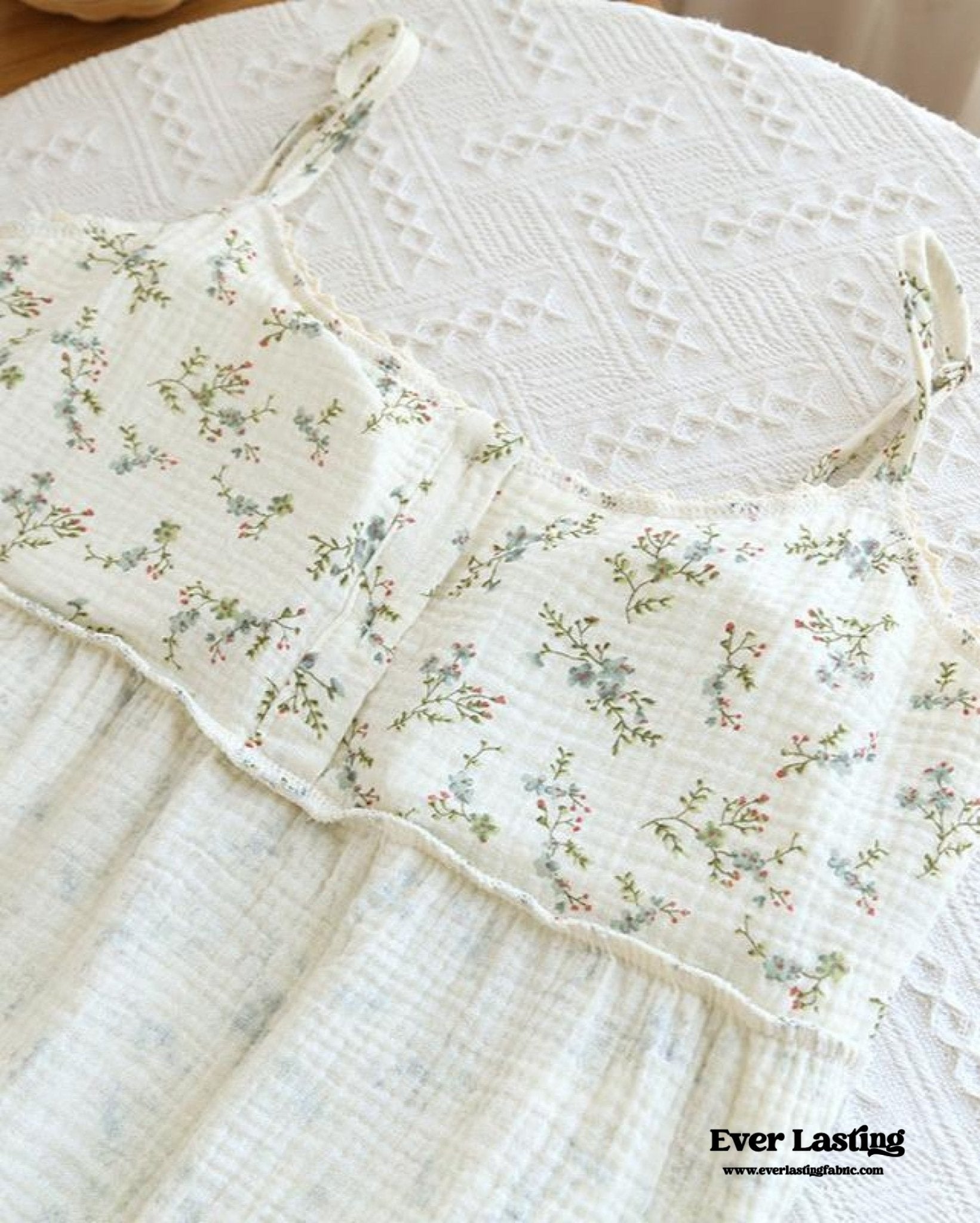 Vintage Floral Tank Cardigan and Long Pants Pajama Set / Yellow - Ever Lasting