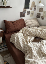 Vintage Inspired Dark Floral Bedding Set / Brown Yellow