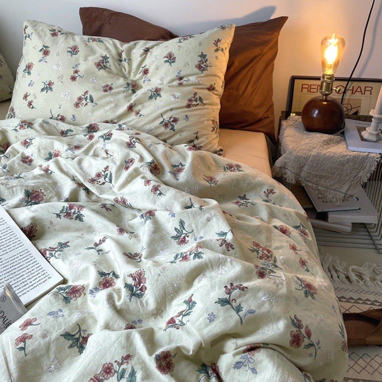 - Ever Lasting - Vintage Inspired Floral Bedding Set / Brown + Beige - Bedding Set - Ever Lasting