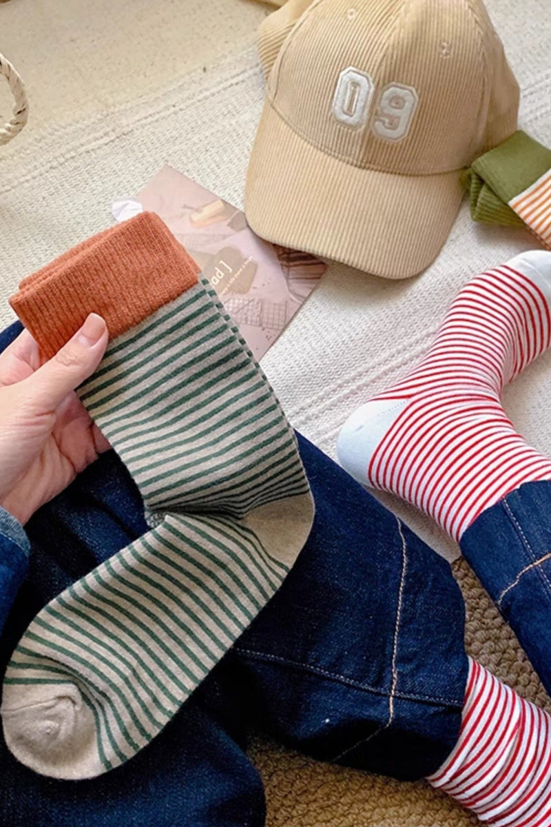 Vintage Inspired Pinstripe Cotton Socks