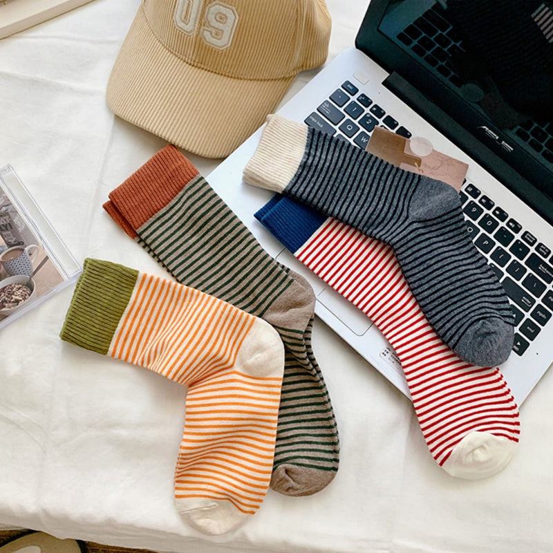 Vintage Inspired Pinstripe Cotton Socks