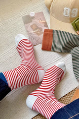 Vintage Inspired Pinstripe Cotton Socks