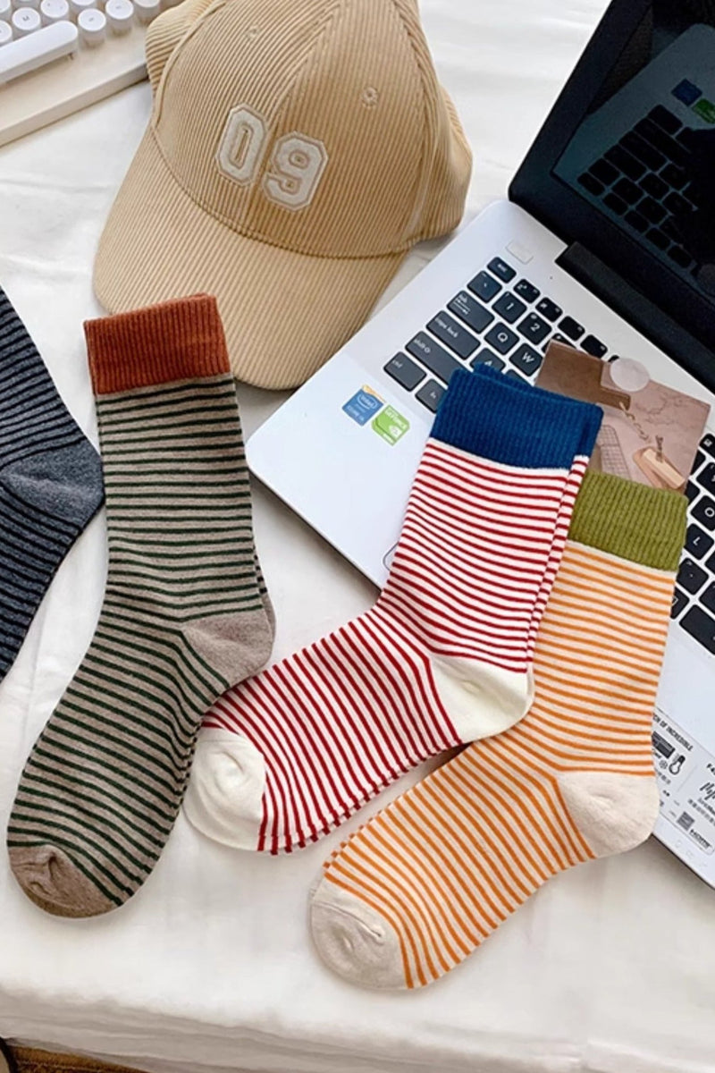 Vintage Inspired Pinstripe Cotton Socks