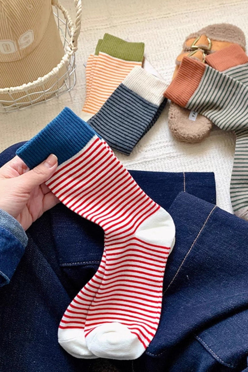 Vintage Inspired Pinstripe Cotton Socks