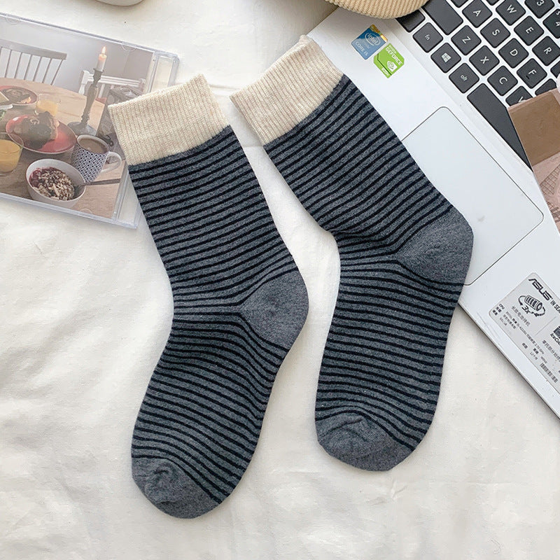 Vintage Inspired Pinstripe Cotton Socks