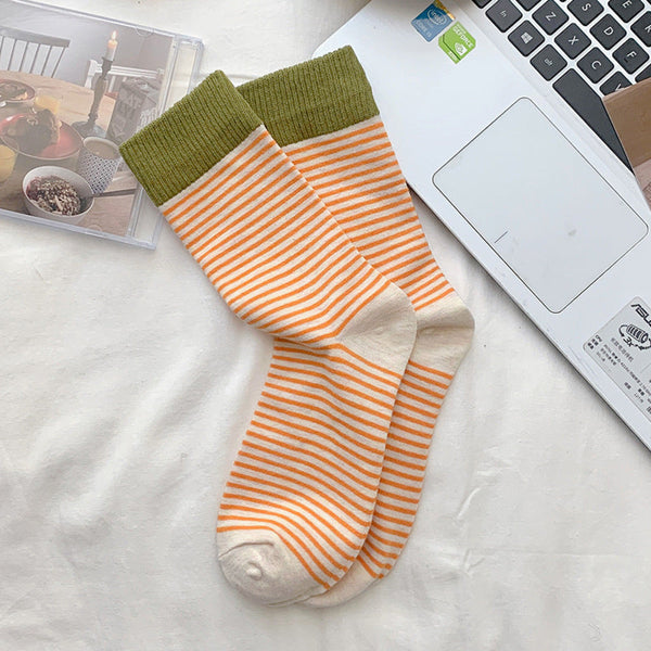 Vintage Inspired Pinstripe Cotton Socks