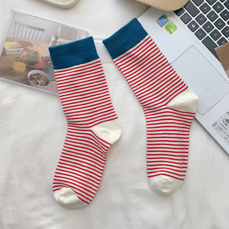 Vintage Inspired Pinstripe Cotton Socks