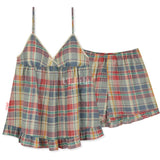 Vintage Inspired Plaid Tank Shorts Pajama Set + Pajamas