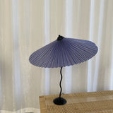 Vintage Inspired Tilted Umbrella Lamp / Beige Blue Light