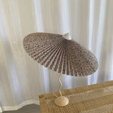 Vintage Inspired Tilted Umbrella Lamp / Beige Floral Light