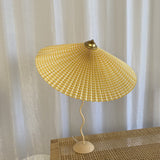 Vintage Inspired Tilted Umbrella Lamp / Beige Yellow Light