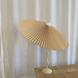 Vintage Inspired Tilted Umbrella Lamp / White Beige Light