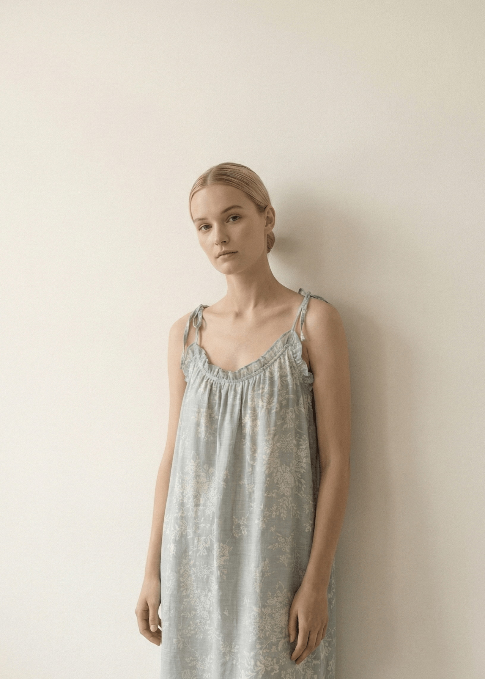  - Ever Lasting - Viola Sleeveless Ruffle Floral Nightwear/ Blue - Pajamas - Ever Lasting