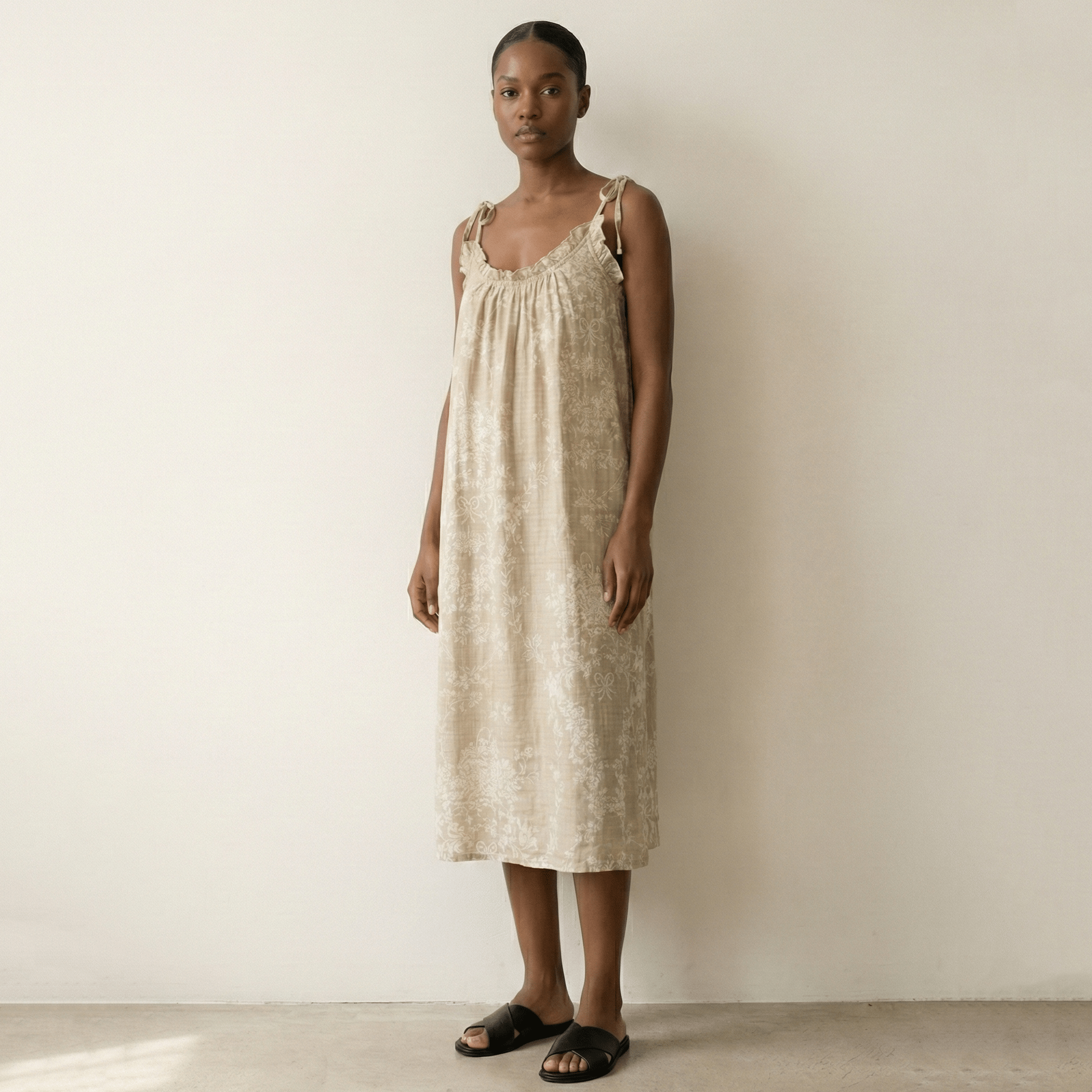  - Ever Lasting - Viola Sleeveless Ruffle Floral Nightwear/ Blue - Pajamas - Ever Lasting