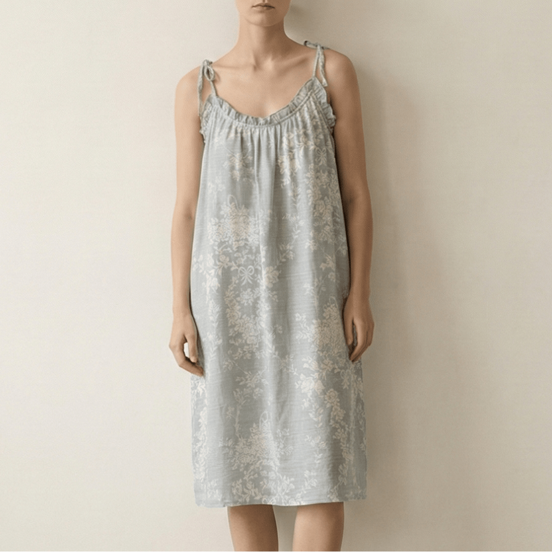  - Ever Lasting - Viola Sleeveless Ruffle Floral Nightwear/ Blue - Pajamas - Ever Lasting