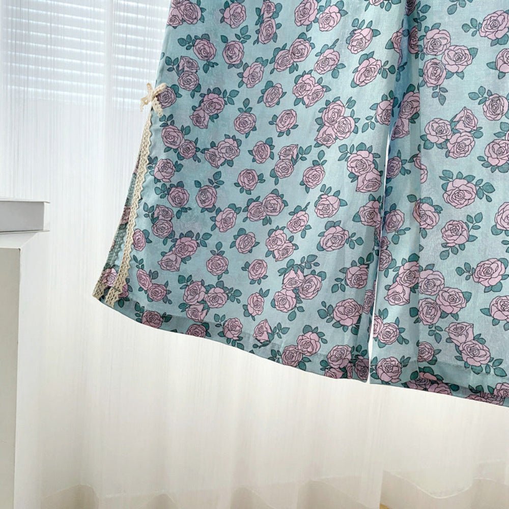 Vivian Vintage Floral Pajama Set / Tie Strap - Ever Lasting