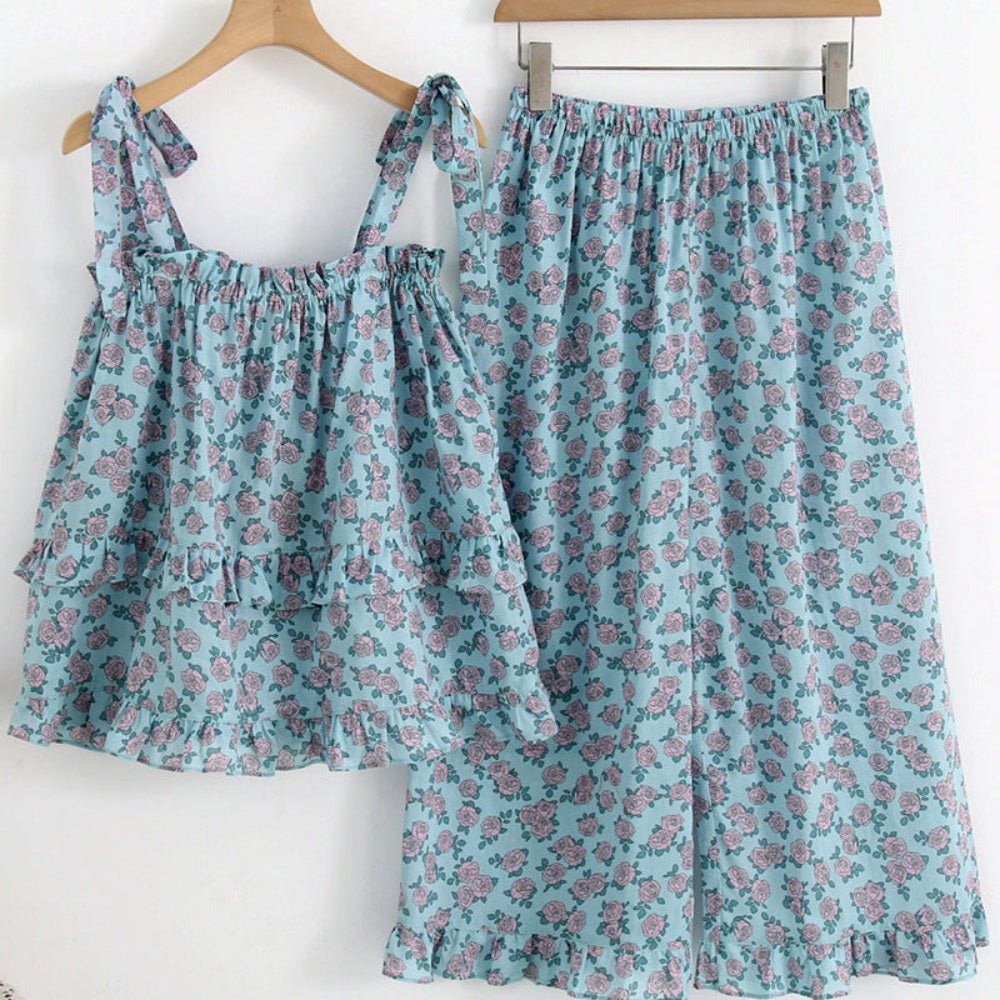 Vivian Vintage Floral Pajama Set / Tie Strap - Ever Lasting