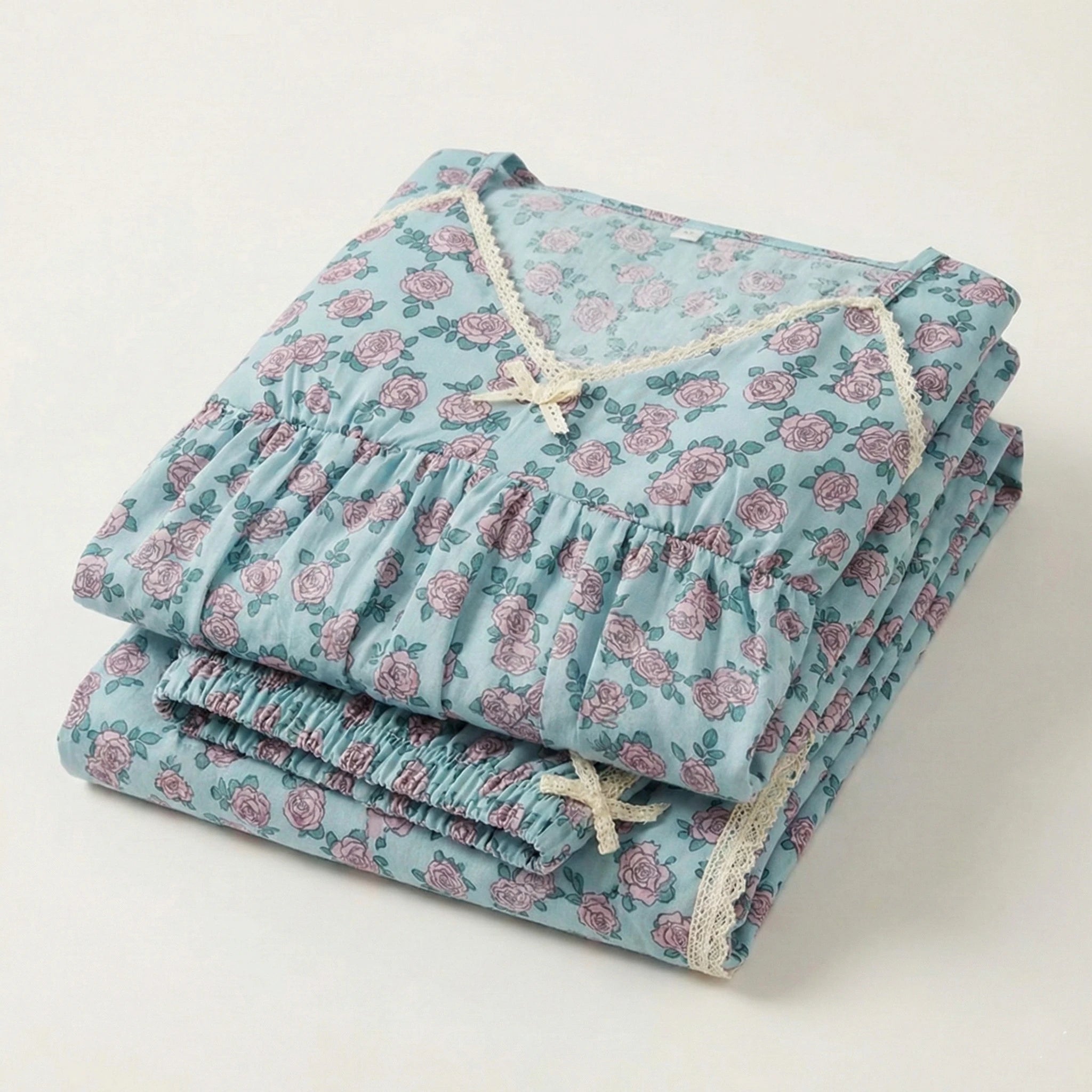  - Ever Lasting - Vivian Vintage Floral Pajama Set / V Neck - Pajamas - Ever Lasting