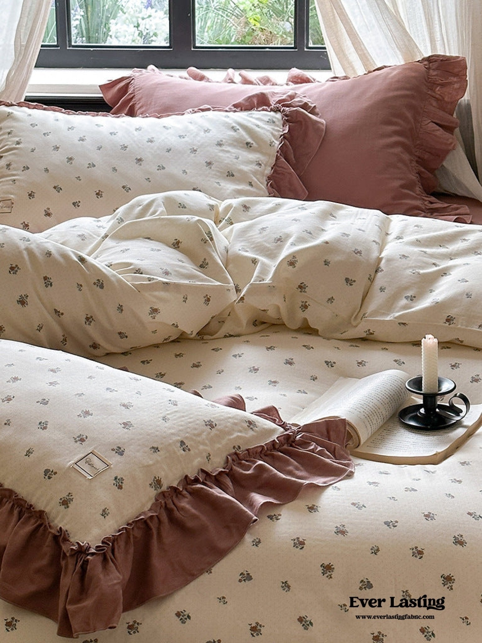 Vivienne Floral Double Gauze Bedding Set / Blue Ocean - Ever Lasting