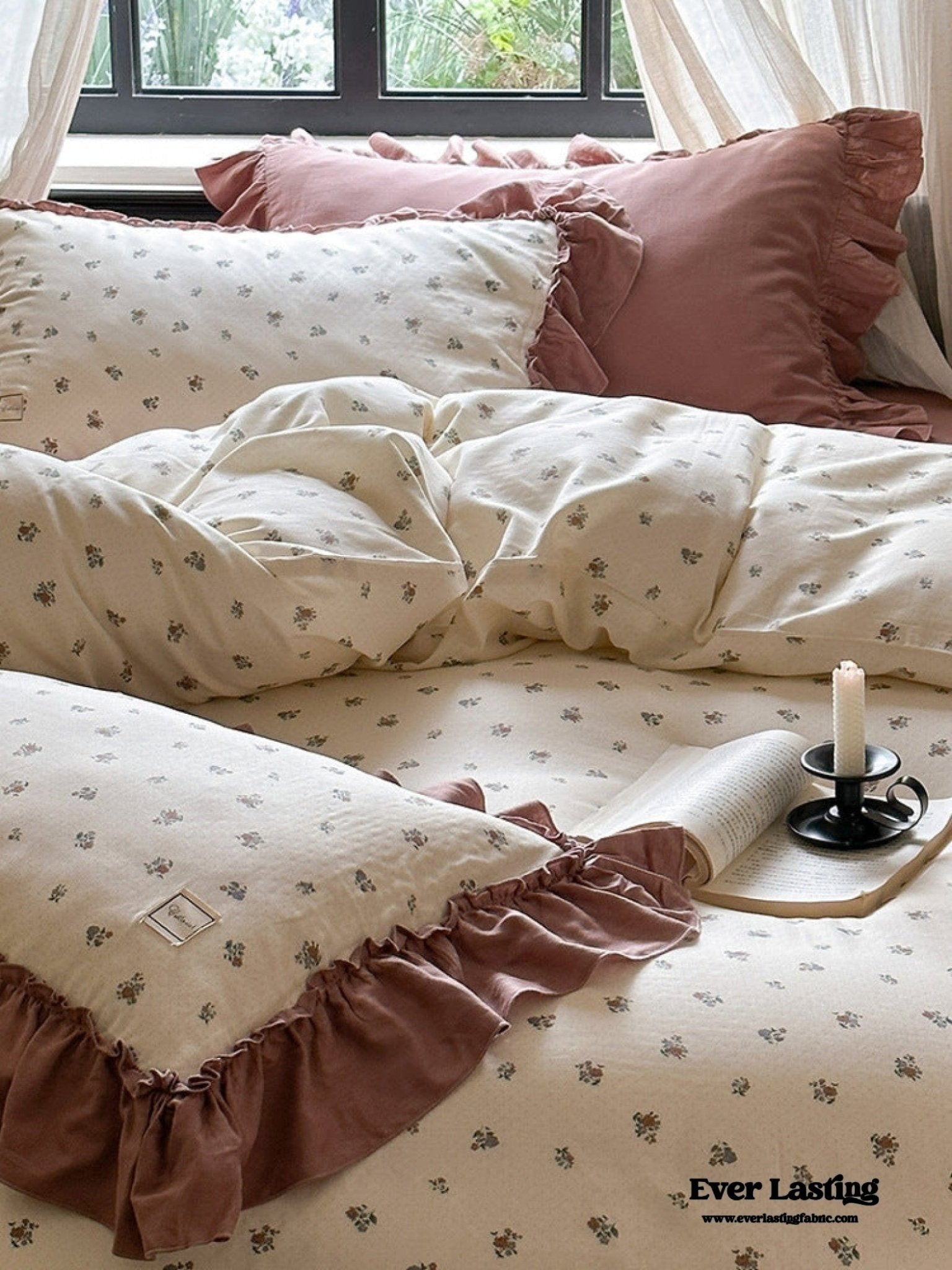 Vivienne Floral Double Gauze Bedding Set / Blue Ocean - Ever Lasting