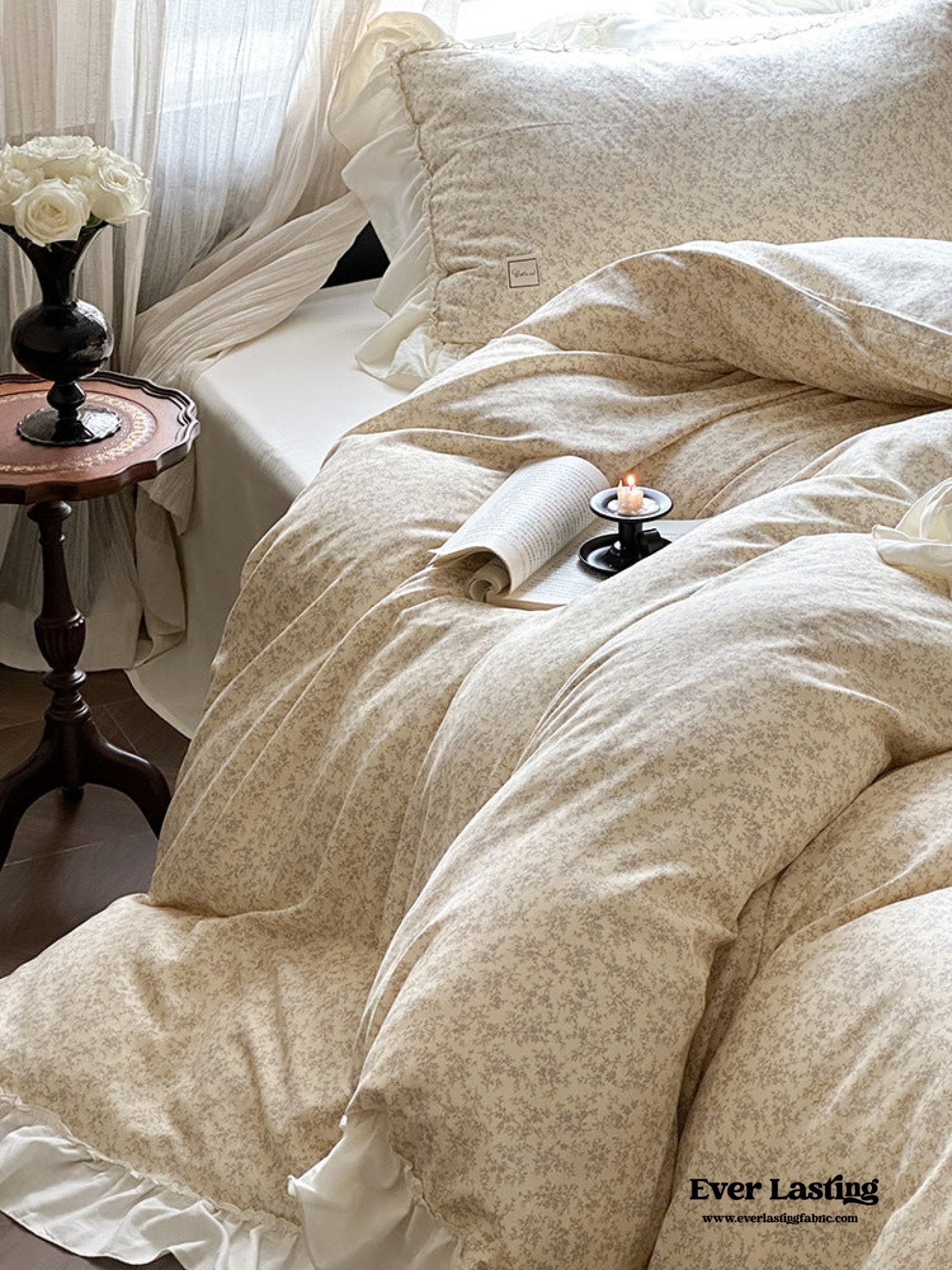 Vivienne Floral Double Gauze Bedding Set / Blush Pink - Ever Lasting