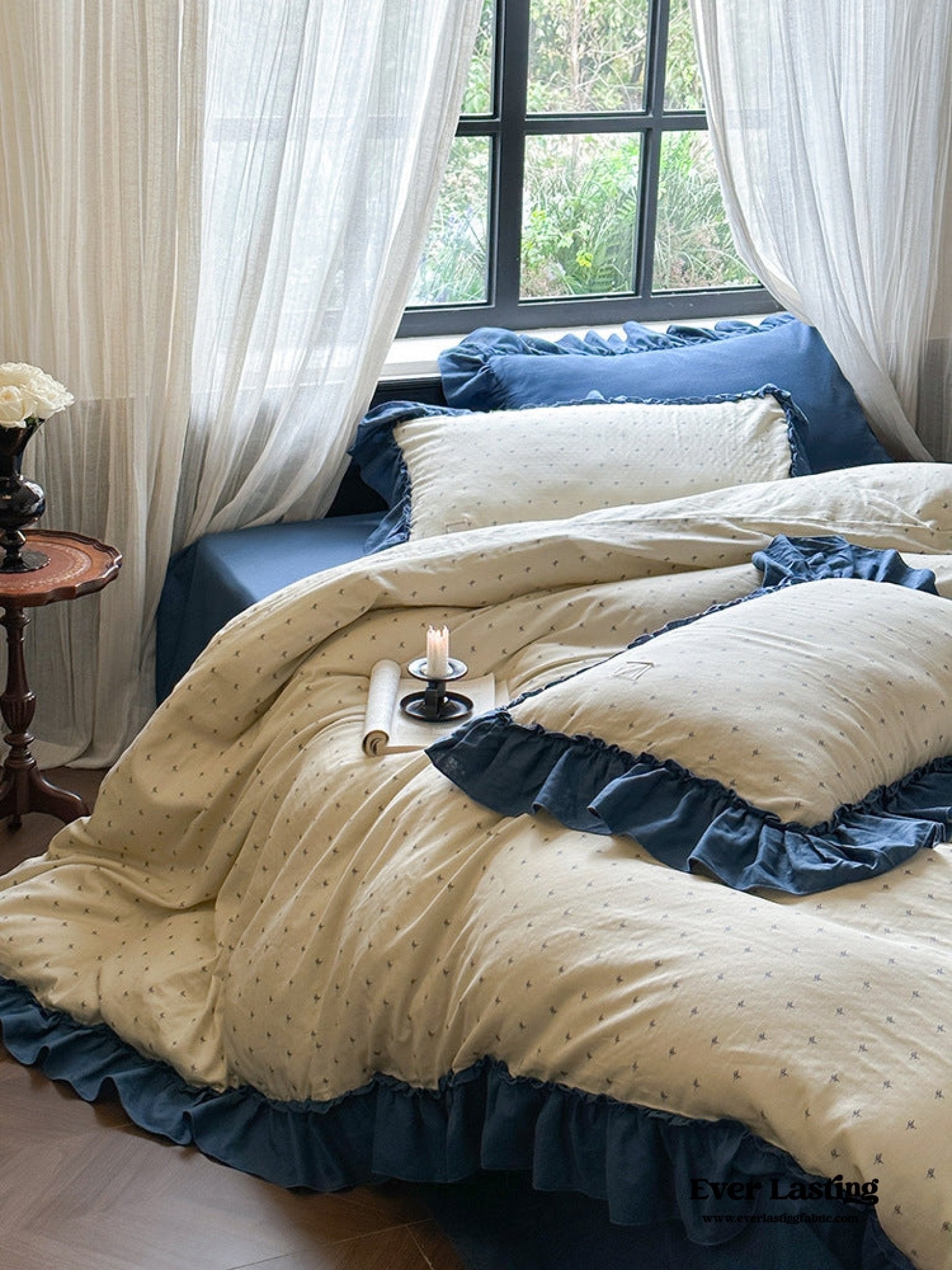 Vivienne Floral Double Gauze Bedding Set / Blush Pink - Ever Lasting