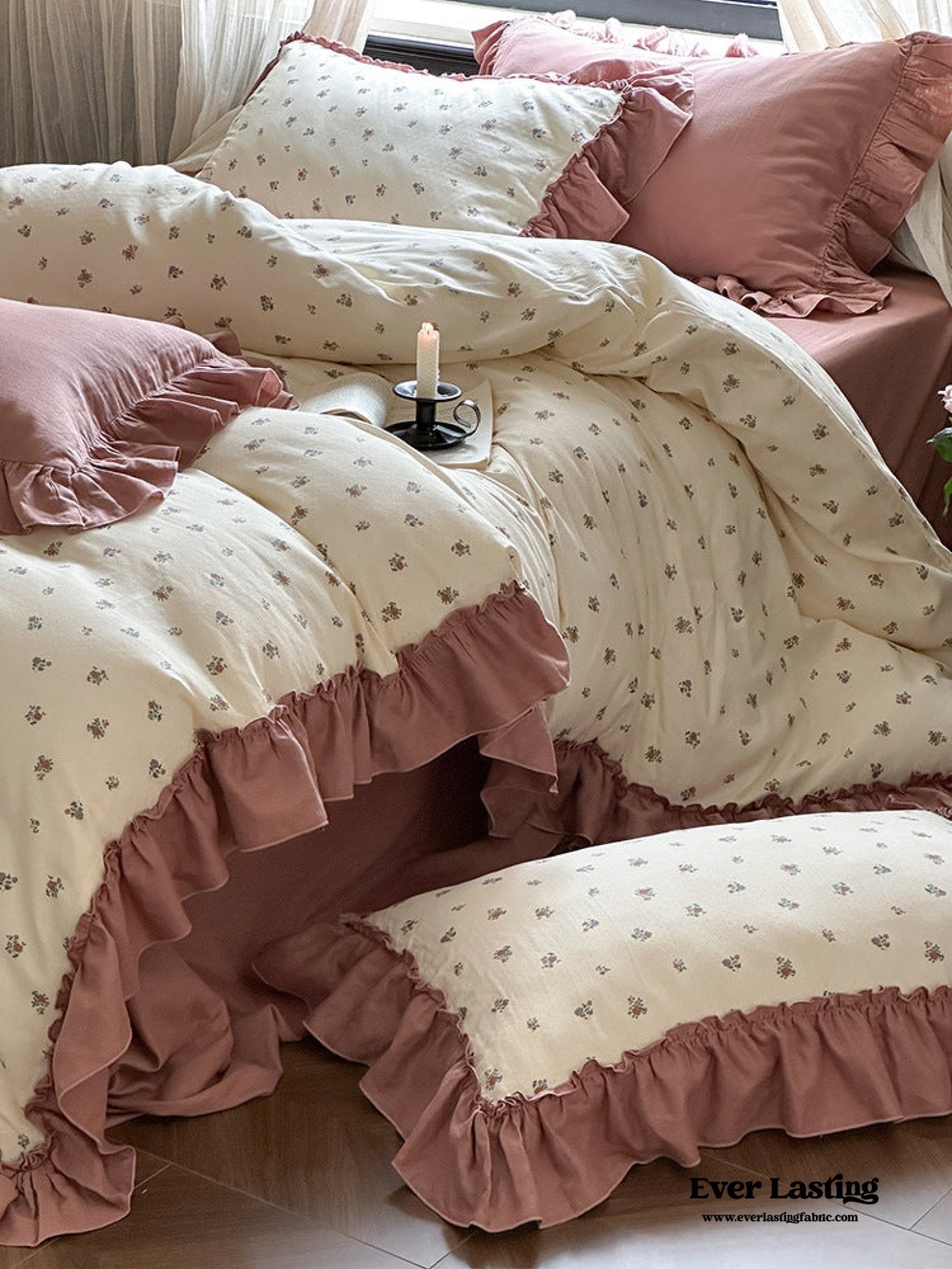 Vivienne Floral Double Gauze Bedding Set / Blush Pink - Ever Lasting