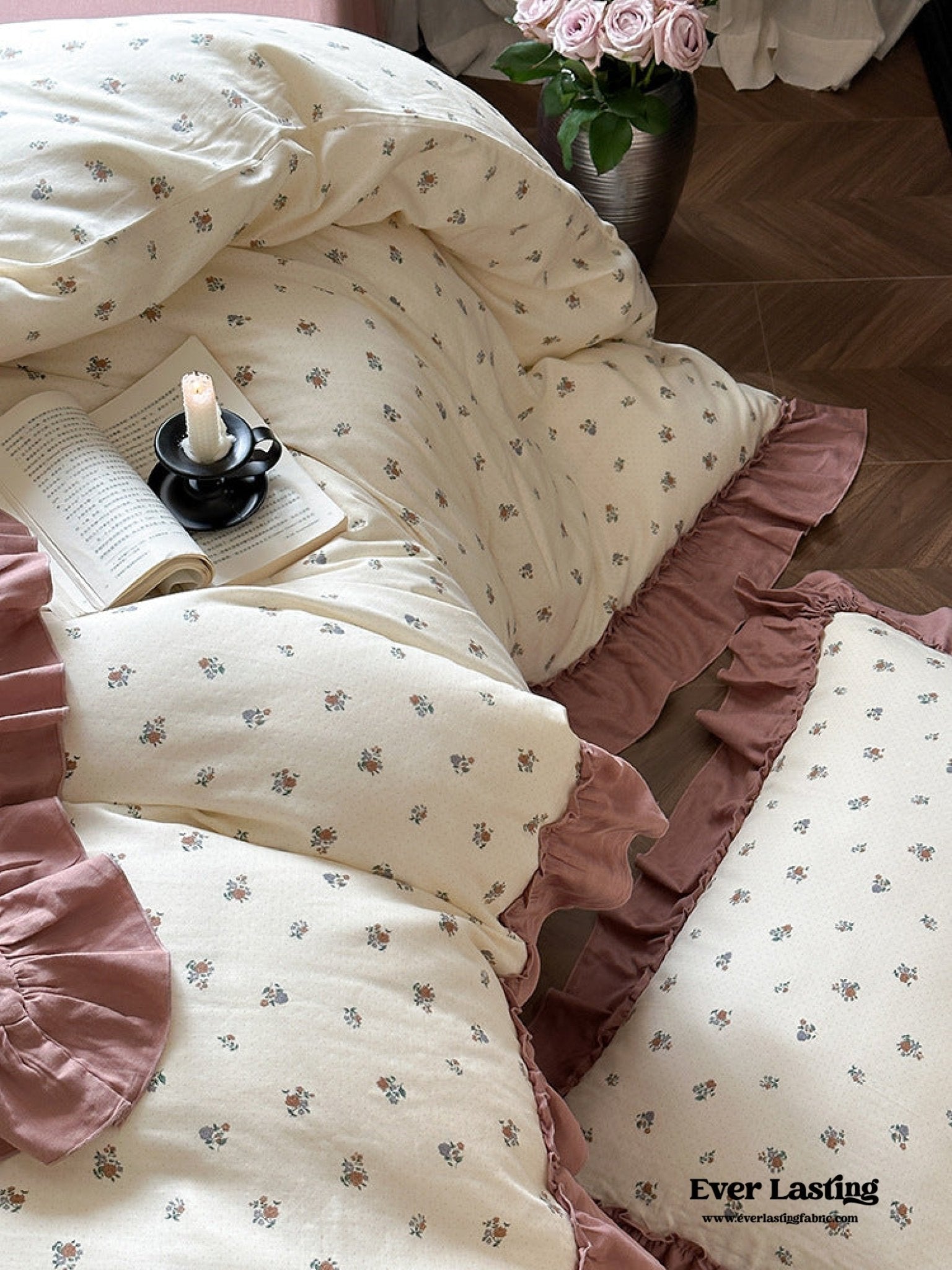 Vivienne Floral Double Gauze Bedding Set / Blush Pink - Ever Lasting