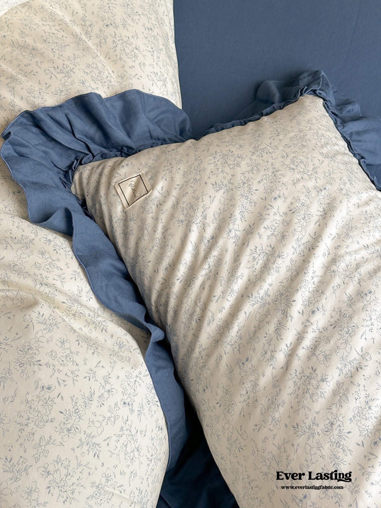 Vivienne Floral Double Gauze Bedding Set / Cobalt Blue - Ever Lasting