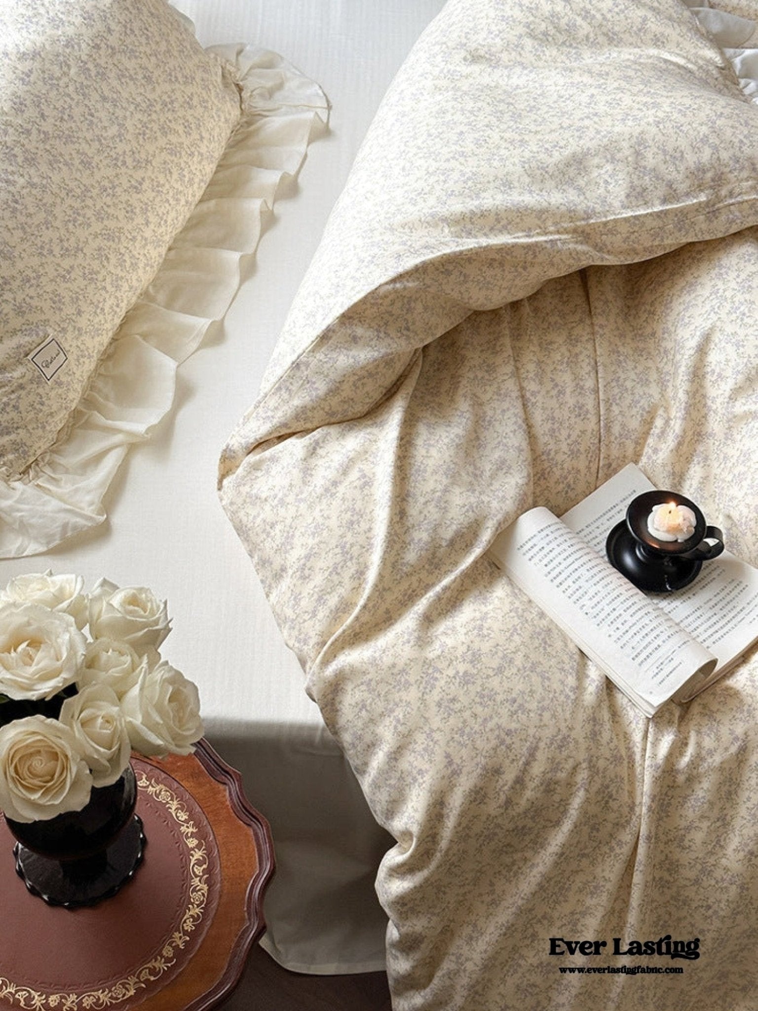 Vivienne Floral Double Gauze Bedding Set / Light Pink - Ever Lasting