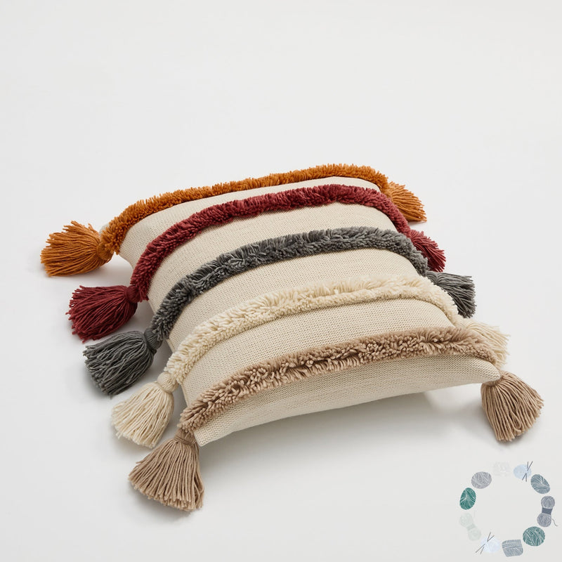 Warm Tone Fall Tufted Pillows With Tassels (5 Colors) Beige / Pillowcase Pillow
