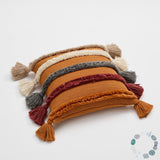 Warm Tone Fall Tufted Pillows With Tassels (5 Colors) Orange / Pillowcase Pillow
