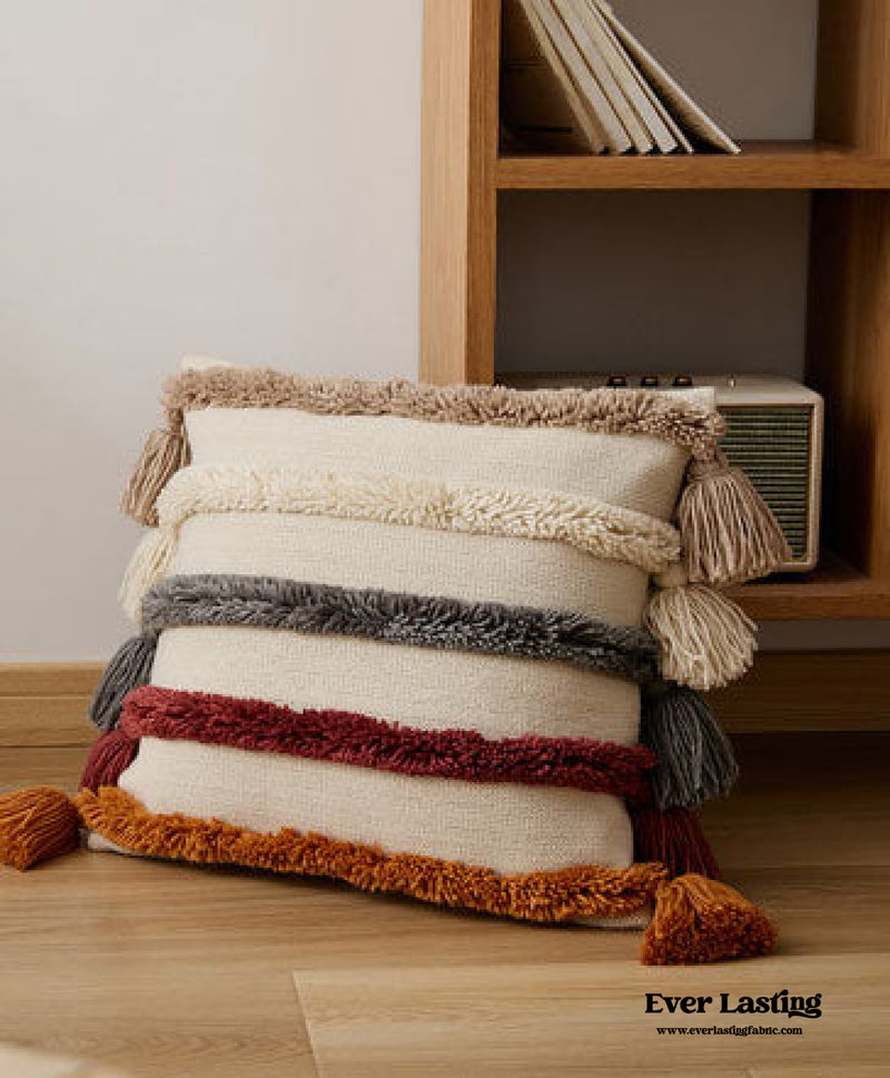 Warm Tone Fall Tufted Pillows With Tassels (5 Colors) Pillow