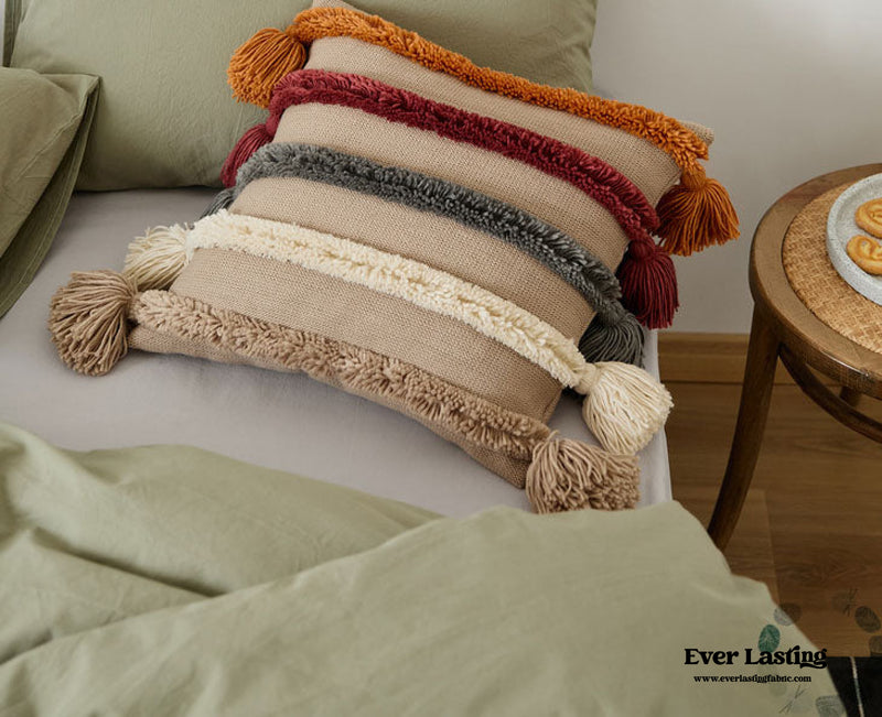 Warm Tone Fall Tufted Pillows With Tassels (5 Colors) Pillow