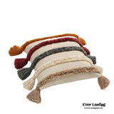 Warm Tone Fall Tufted Pillows With Tassels / Beige Pillow