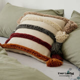 Warm Tone Fall Tufted Pillows With Tassels / Burnt Orange Pillow