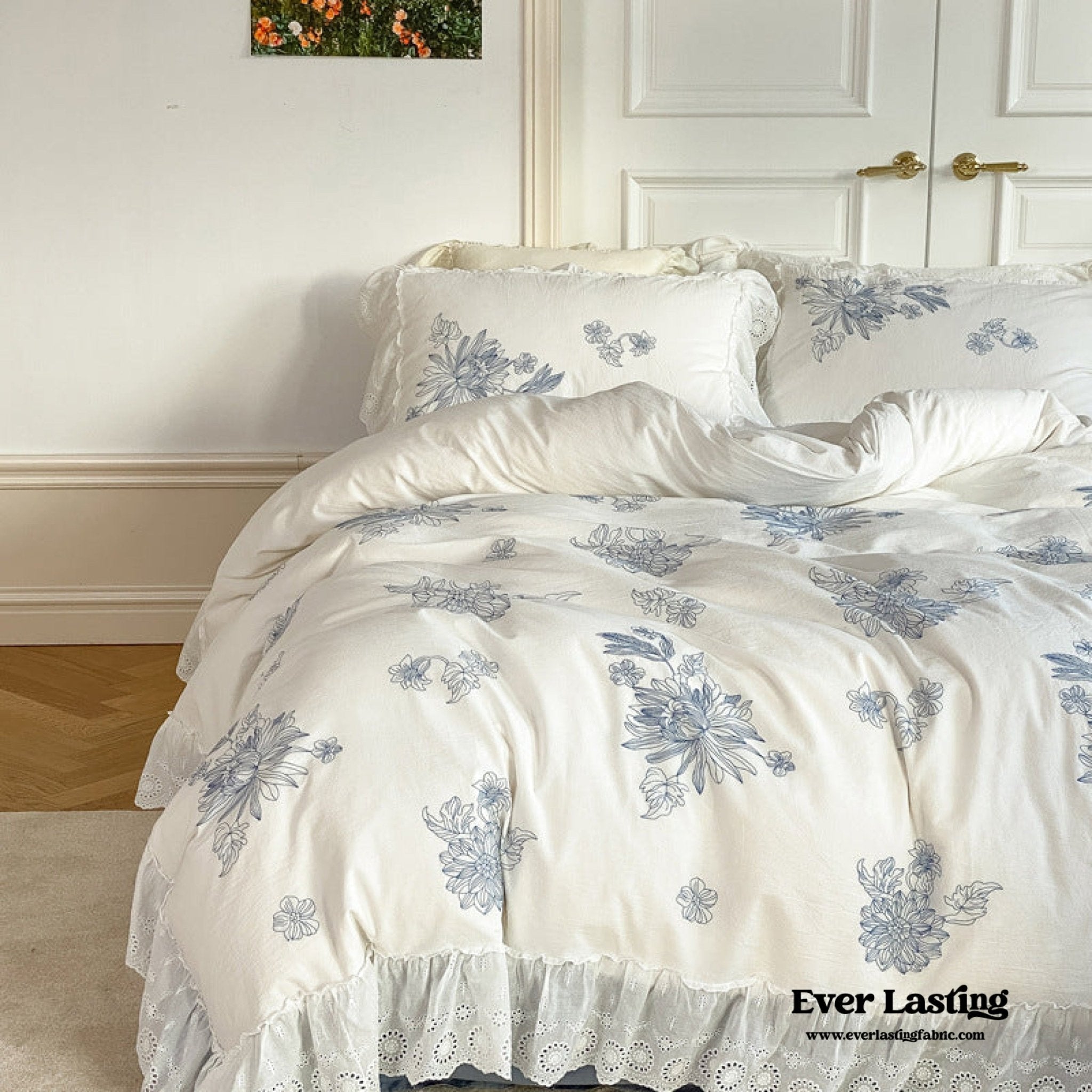 White Cottage Washed Cotton Ruffle Bedding Bundle - Ever Lasting