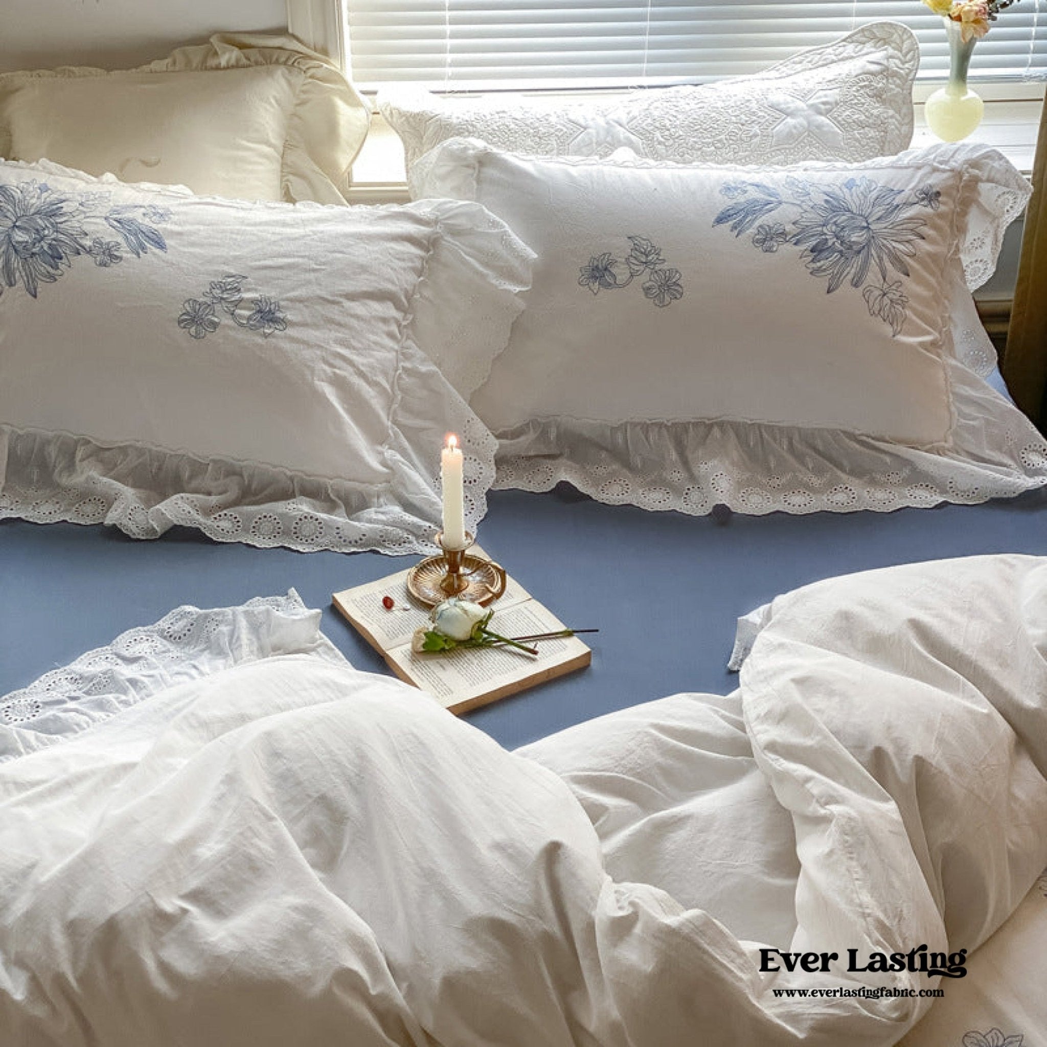 White Cottage Washed Cotton Ruffle Bedding Bundle - Ever Lasting