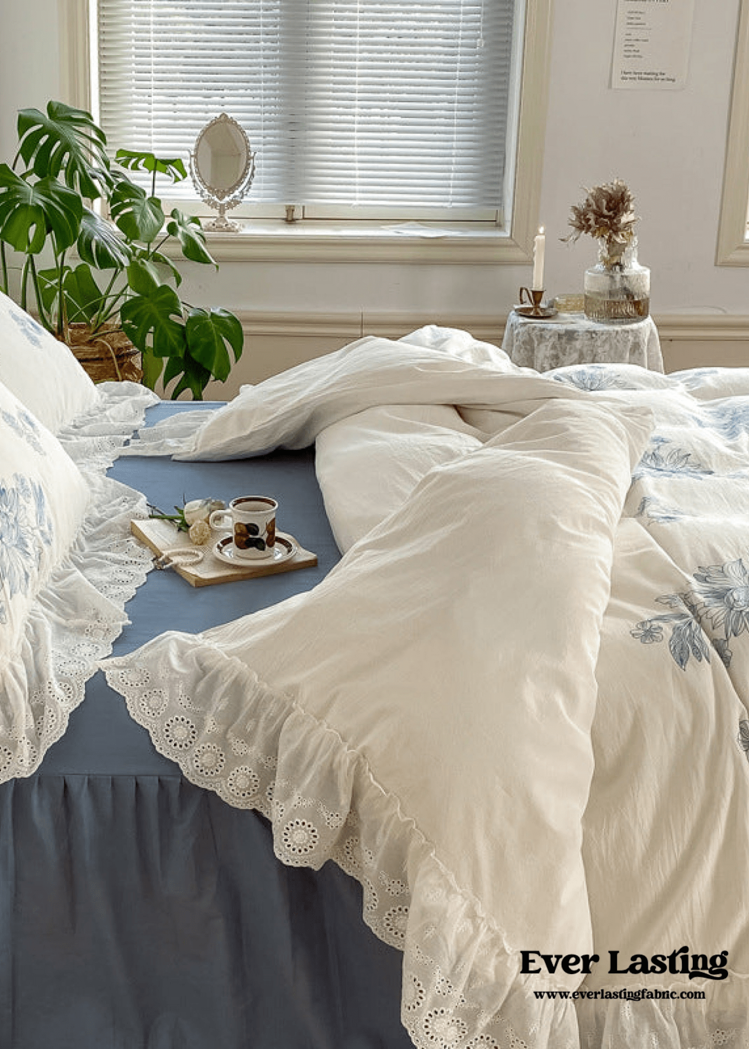 White Cottage Washed Cotton Ruffle Bedding Bundle - Ever Lasting