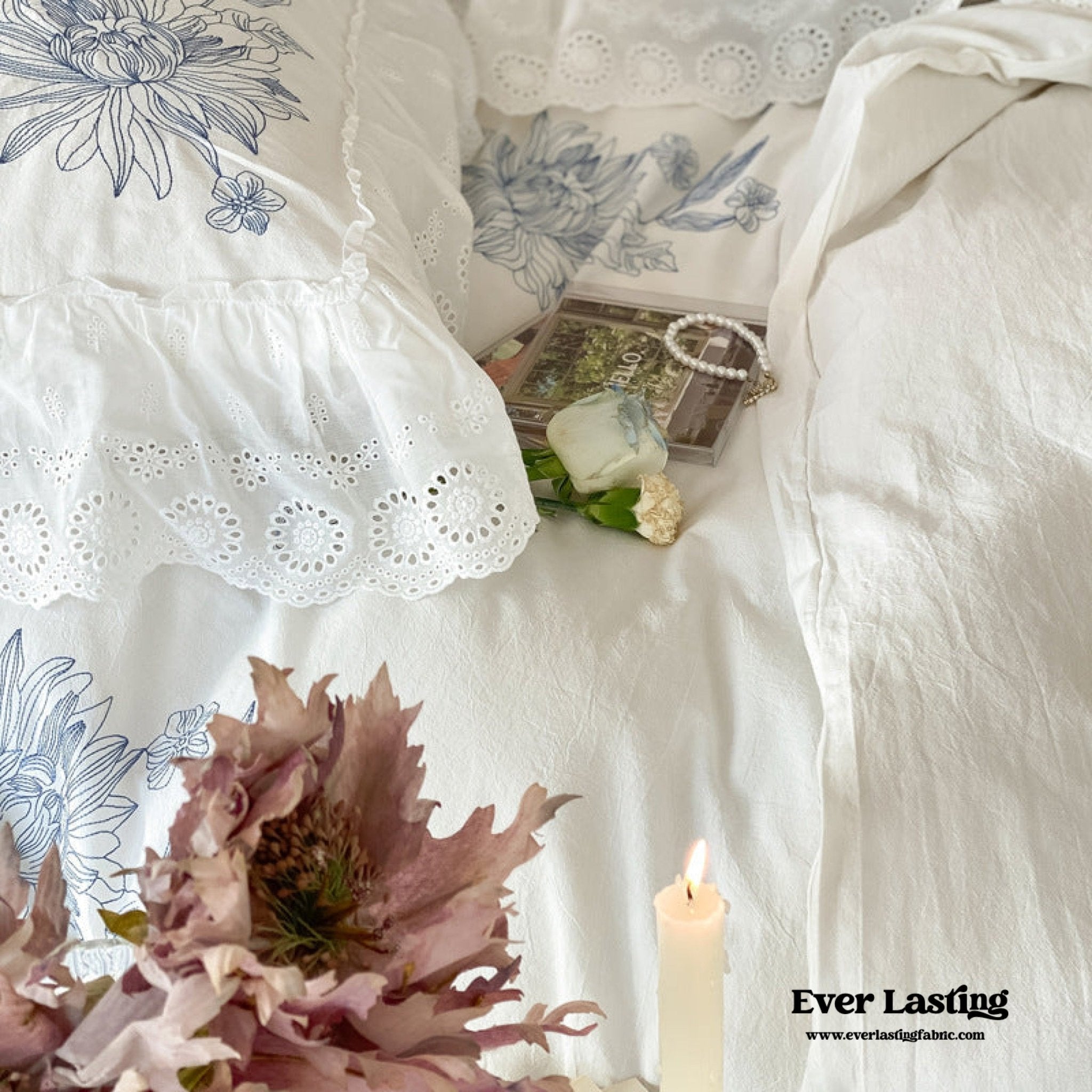 White Cottage Washed Cotton Ruffle Bedding Bundle - Ever Lasting
