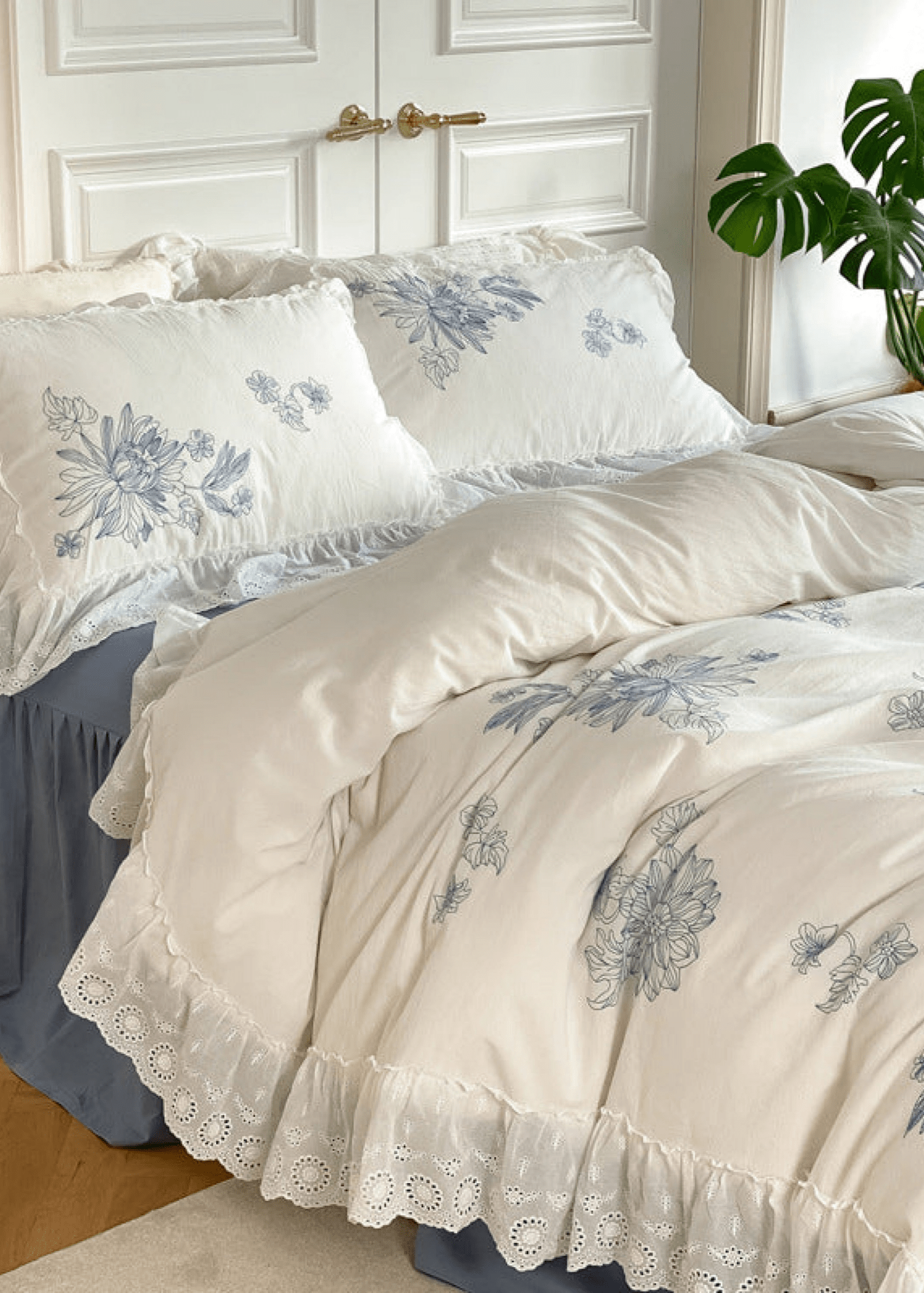 White Cottage Washed Cotton Ruffle Bedding Bundle - Ever Lasting